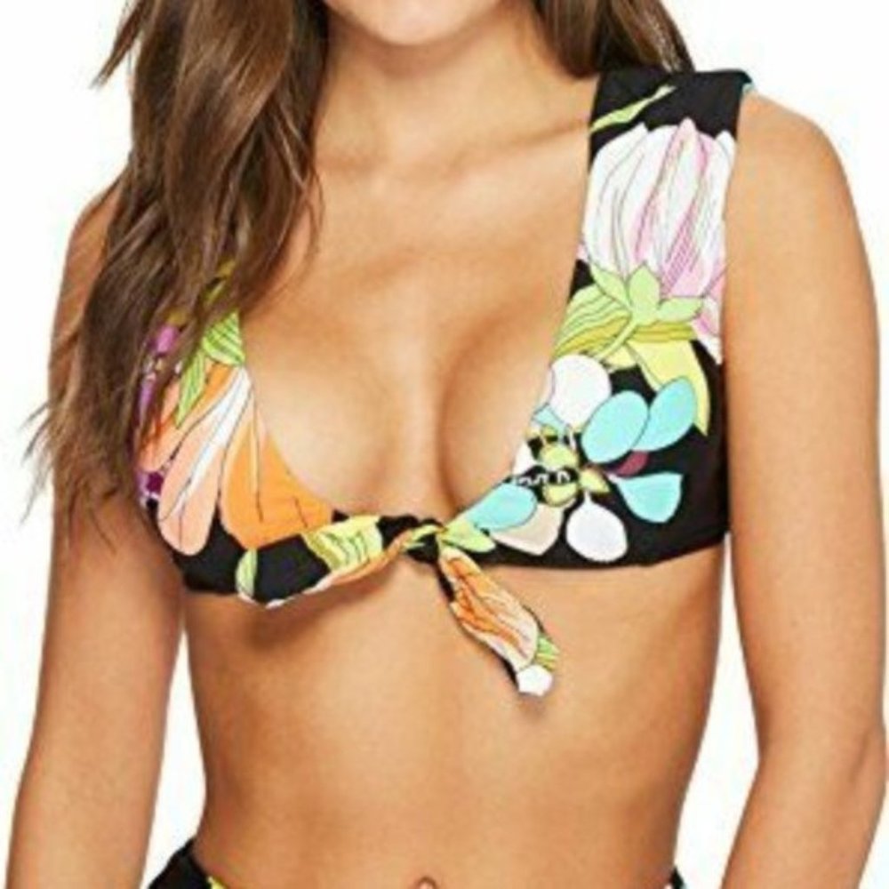 Trina Turk Bikini Top Bouquet Floral Sleeve